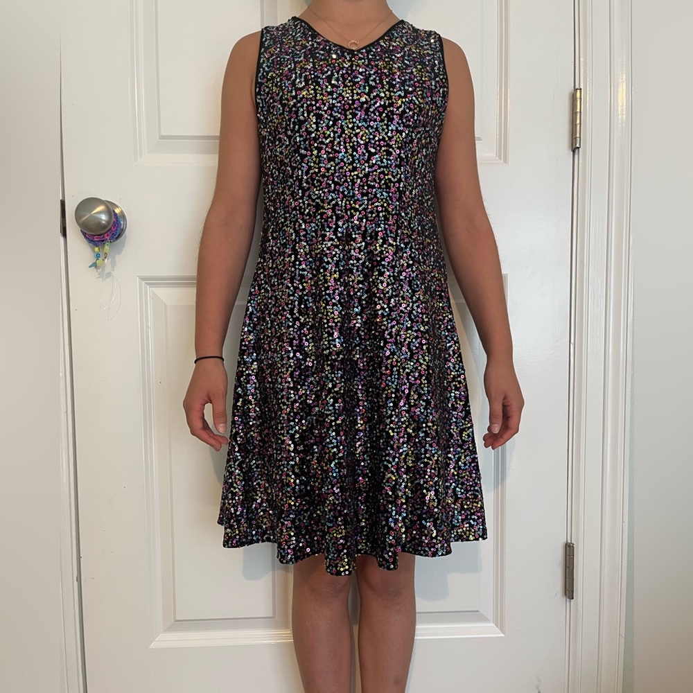 Girls Rainbow Sequin Dress